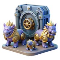 Guardians of the Vault Mythical Creatures Protecting a Secure Treasure png