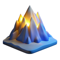 Illuminated Mountain Range 3D Render of Abstract Peaks png