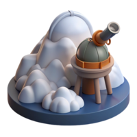 Observatory on a Cloudy Mountaintop 3D Render of Astronomical Dome and Telescope png