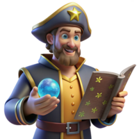 Enchanted Captain 3D Render of a Fantasy Wizard png