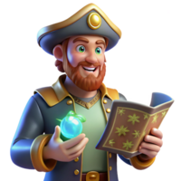 Captain's Guide Exploring Magical Orb and Ancient Book png