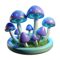 Glowing Mushrooms in a Pot 3D Render of Fantasy Fungi png