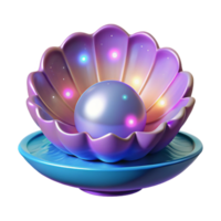 Luminous Pearl in a Shell 3D Render of Illuminated Aquatic Gem png