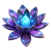 Luminous Lotus A 3D Render of a Futuristic Flower with Glowing Crystal Core png