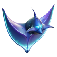 Glowing Aquatic Creature Digital 3D Render of a Bio Luminescent Stingray like Being png
