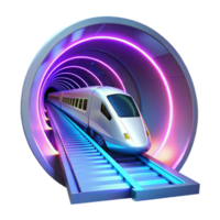 Futuristic High Speed Rail Entering Illuminated Tunnel png