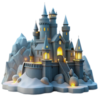 Enchanted Castle on Mountaintop A 3D Render png