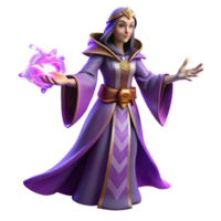 Purple Robed Sorceress A 3D Render of a Female Mage png