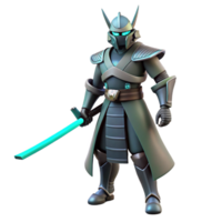 Stylized Samurai Warrior with Energy Sword 3D Render png
