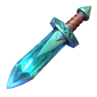 Luminous Crystal Dagger A 3D Render of a Fantasy Weapon png