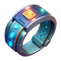 Futuristic Smart Bracelet with Illuminated Interface and Multiple Sensors png