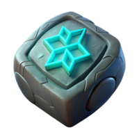 Glowing Star Embedded in Stone Cube 3D Render png