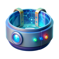Futuristic Technology Device A 3D Model of a Sci Fi Gadget with Glowing Lights and Network Connections png