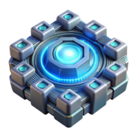 Futuristic Technology Advanced Cube with Luminous Core and Integrated Sensors png