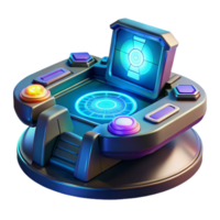 Futuristic Control Panel 3D Render of Sci Fi Game Interface png