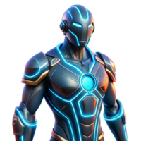 Futuristic Armored Combatant Neon Glow Design png