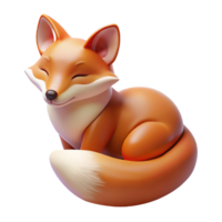Adorable 3D Render of a Sleeping Fox png