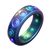 Cosmic Ring Illuminated Gems, Celestial Design, Futuristic Accessory png