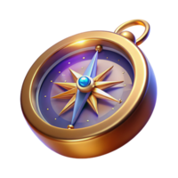 dorado Brújula un 3d hacer de un navegación herramienta png
