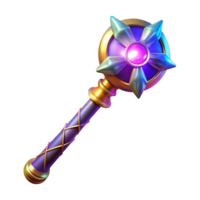 Enchanted Orb Staff Magical 3D Render of Fantasy Game Item png