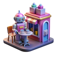Robot at a Pastry Shop 3D Render of AI in a Cafe Setting png