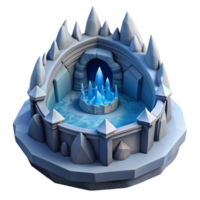 Crystalline Grotto 3D Render of Fantasy Ice Cave with Water Feature png