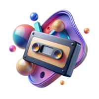 Retro Cassette Tape Render with Abstract Background png