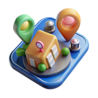 3D Render of Building Location App Icon Design png