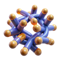 Abstract 3D Render of Molecular Structure Intricate Purple and Orange Atom Bonds png