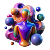 Abstract 3D Render of Colorful Figure in Fluid Forms png