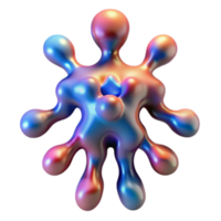 Abstract 3D Render of Iridescent Blob with Multiple Extensions png