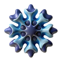 Abstract 3D Blue Snowflake Illustration Organic Design, Digital Art, Geometric Pattern, Fractal Shapes, Modern Style, Winter Theme, Blue Hues, 3D Rendering, Abstract Background, Creative Design png