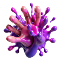 Abstract 3D Render of a Hand Emerging from Purple and Pink Liquid Splashes png