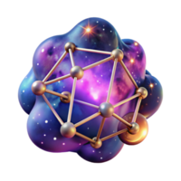 Cosmic Nebula 3D Render Abstract Background with Geometric Structure png
