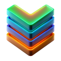 Vibrant 3D Arrow Stack Illustration Multicolored Gradient Blocks Design png