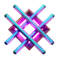 Vibrant 3D Abstract Background Image Intersecting Neon Tubes and Geometric Shapes png