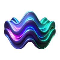 Abstract 3D Render of Glowing Waveforms Dynamic Purple Blue Green Neon Design png