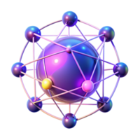 3D Render Abstract Molecular Structure Illustration Purple and Pink Sphere with Connected Nodes png