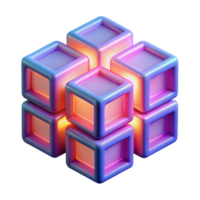 Glowing Cube Abstract 3D Render Interlocking Geometric Shapes png