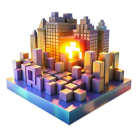 Abstract 3D Cityscape Illustration Data Center, Cubes, Urban Development, Technology, Innovation, Growth, Progress, Architecture, Digital, Future png
