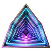 Triangular Neon Tunnel 3D Illustration Abstract Geometric Background with Vibrant Glowing Lines png