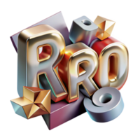 3D Render Gold and Silver RRO Letters Abstract Background Image png