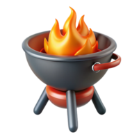 3D Rendering Flaming Grill, Summer BBQ png