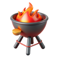 Flaming Grill 3D Render of a Charcoal Barbecue png