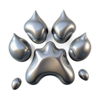 Metallic Paw Print Abstract 3D Render png