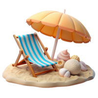 Beach Vacation Relaxing on the Sand with Umbrella and Chair png