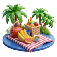 Tropical Picnic Scene 3D Render of Summertime Fun png