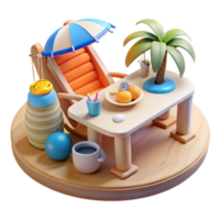 Relaxing Summer Patio Scene 3D Render png