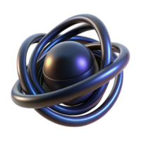 Abstract Sphere with Orbiting Rings 3D Render png