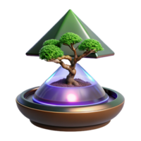 Bonsai Tree in Futuristic Display Growth, Nature, Technology png